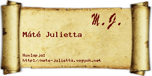 Máté Julietta névjegykártya